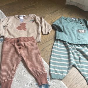 Two light sweater outfits by Elegant Baby - 6 M - like new